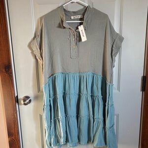 Three Bird Nest Textured sage green dress